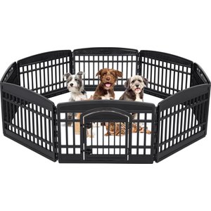 IRIS Exercise 8-Panel Dog Playpen, 24-in, Black, Medium