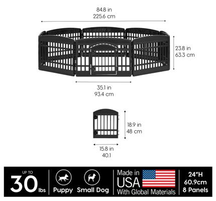 Show full view: IRIS Exercise 8-Panel Dog Playpen, 24-in, Black, Medium slide 2 of 11