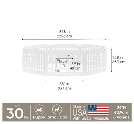 Show full view: IRIS Exercise 8-Panel Dog Playpen, 24-in, White, Medium slide 2 of 11