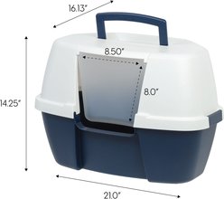 IRIS Hooded Corner Cat Litter Box with Front Door Flap, Navy slide 2 of 8