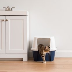 IRIS Jumbo Enclosed Hooded Cat Litter Box with Front Door Flap, Navy slide 2 of 6