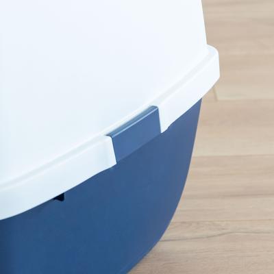 Show full view: IRIS Jumbo Enclosed Hooded Cat Litter Box with Front Door Flap, Navy slide 6 of 8