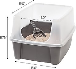 IRIS Large Cat Litter Box with Scatter Shield & Scoop, Dark Gray slide 2 of 8