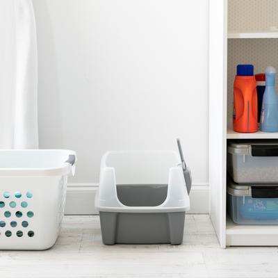Show full view: IRIS Large Cat Litter Box with Scatter Shield & Scoop, Light Gray slide 7 of 10