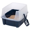IRIS Large Cat Litter Box with Scatter Shield & Scoop, Navy