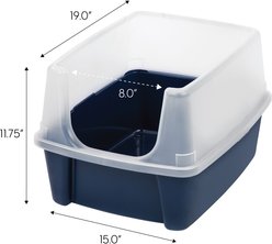 IRIS Large Cat Litter Box with Scatter Shield & Scoop, Navy slide 2 of 9