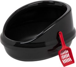 IRIS Large High-Back Open Top Cat Litter Pan with Scatter Shield & Scoop