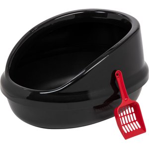 IRIS Large High-Back Open Top Cat Litter Pan with Scatter Shield & Scoop