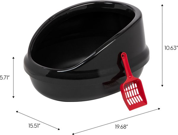 Show full view: IRIS Large High-Back Open Top Cat Litter Pan with Scatter Shield & Scoop slide 2 of 9