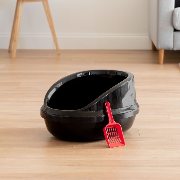 Show full view: IRIS Large High-Back Open Top Cat Litter Pan with Scatter Shield & Scoop slide 4 of 9