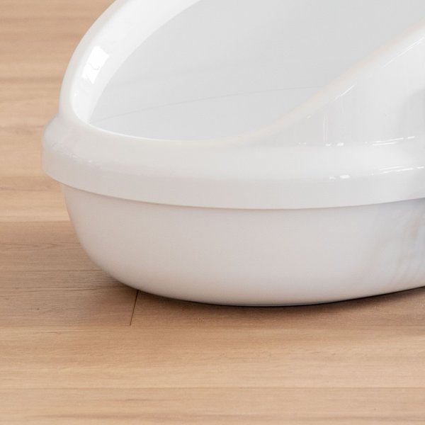 Show full view: IRIS Large High-Back Open Top Cat Litter Pan with Scatter Shield & Scoop, White slide 5 of 9