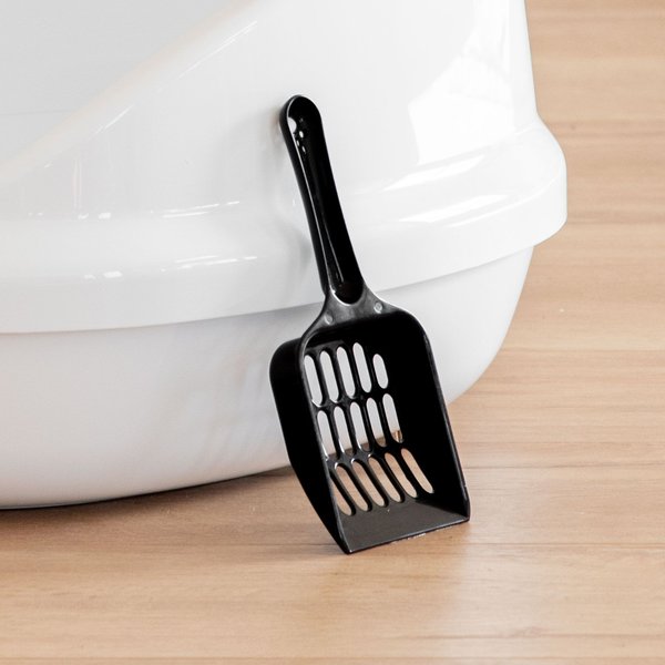 Show full view: IRIS Large High-Back Open Top Cat Litter Pan with Scatter Shield & Scoop, White slide 7 of 9