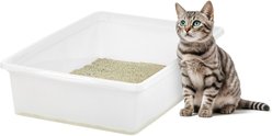 IRIS Large Open Top Cat Litter Pan, Pearl