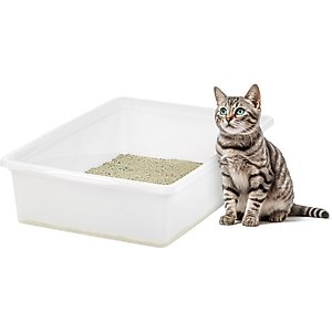 IRIS Large Open Top Cat Litter Pan, Pearl
