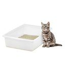 IRIS Large Open Top Cat Litter Pan, Pearl