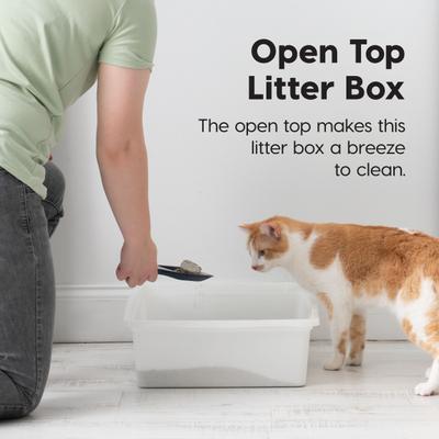 Show full view: IRIS Large Open Top Cat Litter Pan, Pearl slide 3 of 9