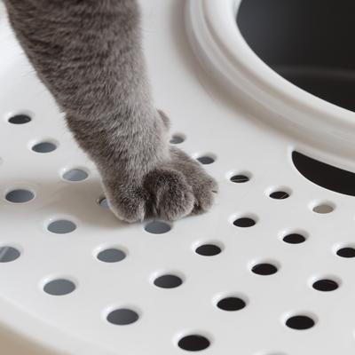 Show full view: IRIS Large Round Top Entry Cat Litter Box & Scoop, Gray/White slide 3 of 7