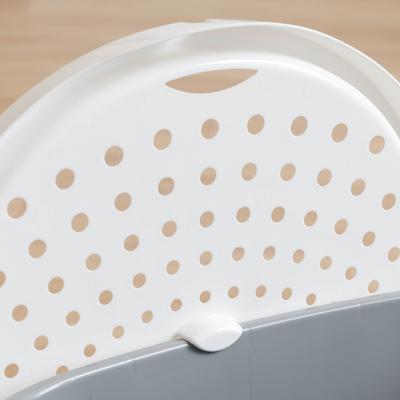 Show full view: IRIS Large Round Top Entry Cat Litter Box & Scoop, Gray/White slide 5 of 7