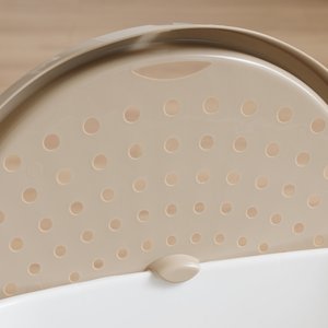 IRIS Large Round Top Entry Cat Litter Box & Scoop, White/Beige