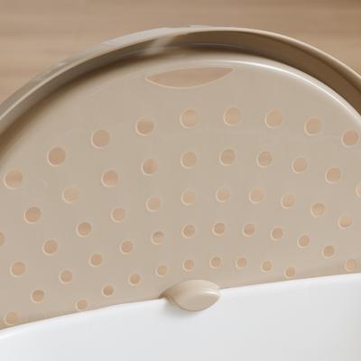 Show full view: IRIS Large Round Top Entry Cat Litter Box & Scoop, White/Beige slide 6 of 9