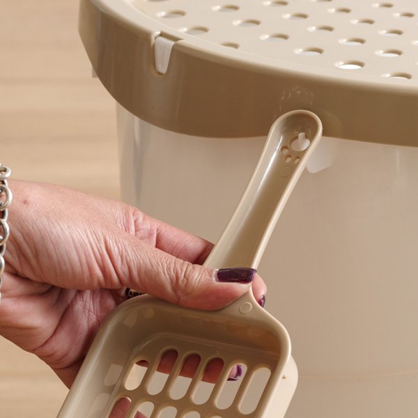 IRIS Large Round Top Entry Cat Litter Box & Scoop