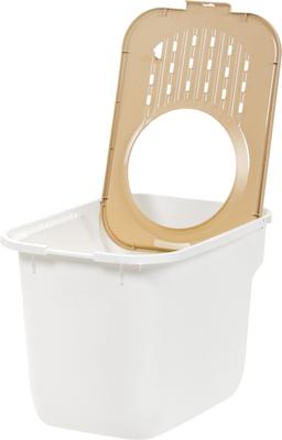 Show full view: IRIS Large Square Top Entry Cat Litter Box, White/Beige slide 5 of 10