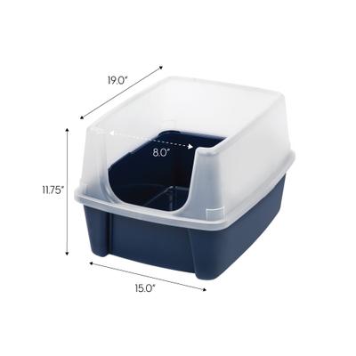 Show full view: IRIS Open Top Cat Litter Box with Scatter Shield, Navy, Large slide 2 of 13