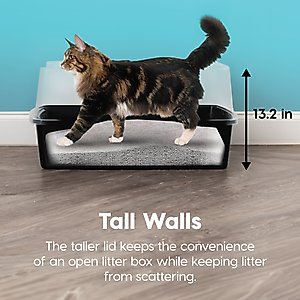 IRIS Open Top Cat Litter Box with Scatter Shield, X-Large, Black