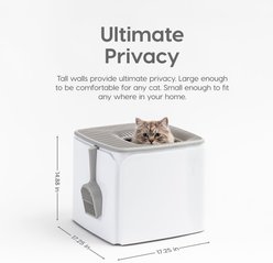 IRIS Premium Square Top Entry Cat Litter Box with Scoop, White & Gray, Large slide 2 of 9