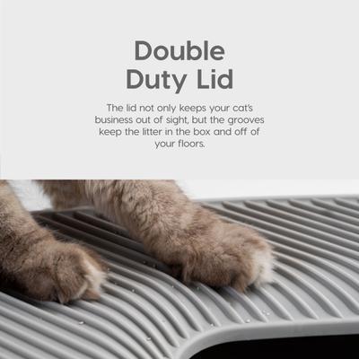 Show full view: IRIS Premium Square Top Entry Cat Litter Box with Scoop, White & Gray, Large slide 4 of 10