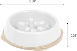 IRIS Slow Feeder with Raised Bumps & Non-Slip Rubber Dog & Cat Bowl, Short Snouted, White/Beige, 2-cup slide 2 of 7