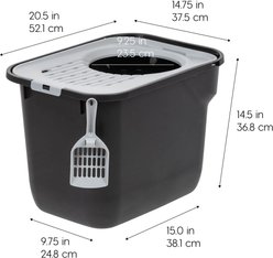IRIS Square Top Entry Cat Litter Box with Scoop, Large, Black slide 2 of 8