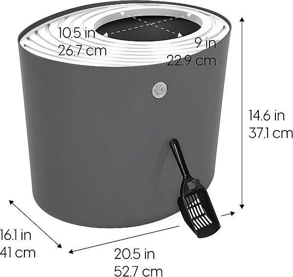 Show full view: IRIS Top Entry Cat Litter Box with Scoop, Gray/White, Large slide 2 of 10