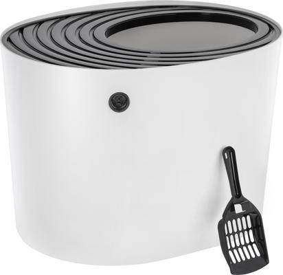 Show full view: IRIS Top Entry Cat Litter Box with Scoop, White/Black, Large slide 9 of 12