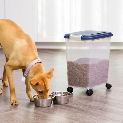 Show full view: IRIS WeatherPro Airtight Dog, Cat & Bird Food Storage Container, Navy, 25-lb slide 3 of 11