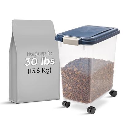 Show full view: IRIS WeatherPro Airtight Dog, Cat & Bird Food Storage Container, Navy, 25-lb slide 9 of 11
