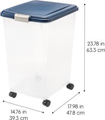 IRIS WeatherPro Airtight Dog, Cat & Bird Food Storage Container, Navy, 50-lb slide 2 of 9