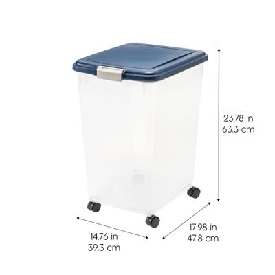 Show full view: IRIS WeatherPro Airtight Dog, Cat & Bird Food Storage Container, Navy, 50-lb slide 2 of 11