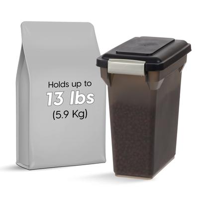 Show full view: IRIS WeatherPro Airtight Attachable Wheels Dog, Cat & Bird Food Storage Container, Smoke/Black, 12.5-lb/15-qt slide 3 of 12
