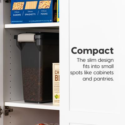 Show full view: IRIS WeatherPro Airtight Attachable Wheels Dog, Cat & Bird Food Storage Container, Smoke/Black, 12.5-lb/15-qt slide 8 of 12