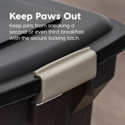 Show full view: IRIS WeatherPro Airtight Attachable Wheels Dog, Cat & Bird Food Storage Container, Smoke/Black, 45-lb slide 6 of 13