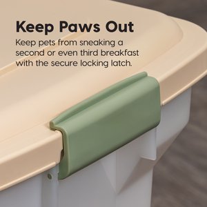 IRIS WeatherPro Airtight Attachable Wheels Dog, Cat & Bird Food Storage Container, Clear/Almond, 12.5-lbs/15-qt