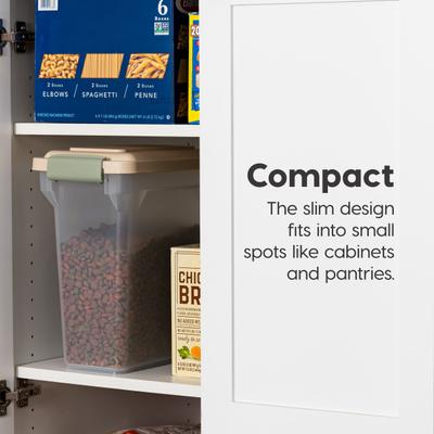 Show full view: IRIS WeatherPro Airtight Attachable Wheels Dog, Cat & Bird Food Storage Container, Clear/Almond, 12.5-lbs/15-qt slide 7 of 11