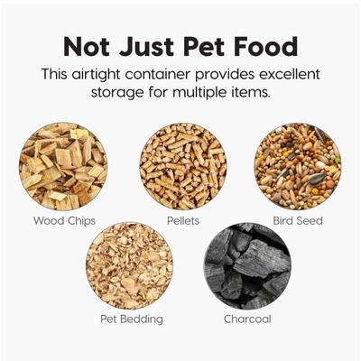 Show full view: IRIS WeatherPro Airtight Attachable Wheels Dog, Cat & Bird Food Storage Container, Clear/Almond, 12.5-lbs/15-qt slide 9 of 11