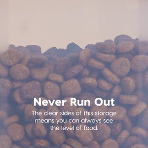 IRIS WeatherPro Airtight Attachable Wheels Dog, Cat & Bird Food Storage Container, Clear/Almond, 12.5-lbs/15-qt