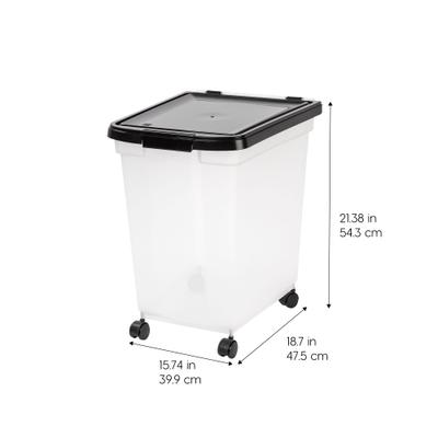 Show full view: IRIS WeatherPro Airtight Dog, Cat & Bird Food Storage Container, Clear & Black, 50-lb slide 2 of 11