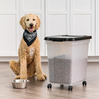 Show full view: IRIS WeatherPro Airtight Dog, Cat & Bird Food Storage Container, Clear & Black, 50-lb slide 3 of 11