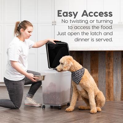 Show full view: IRIS WeatherPro Airtight Dog, Cat & Bird Food Storage Container, Clear & Black, 50-lb slide 4 of 11