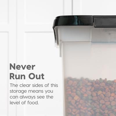 Show full view: IRIS WeatherPro Airtight Dog, Cat & Bird Food Storage Container, Clear & Black, 50-lb slide 7 of 11