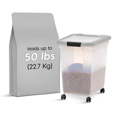 Show full view: IRIS WeatherPro Airtight Dog, Cat & Bird Food Storage Container, Clear/Gray, Large slide 2 of 10